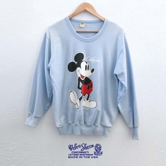 Disney Tops - Vintage 80s Mickey Crewneck Blue Sweatshirt Large